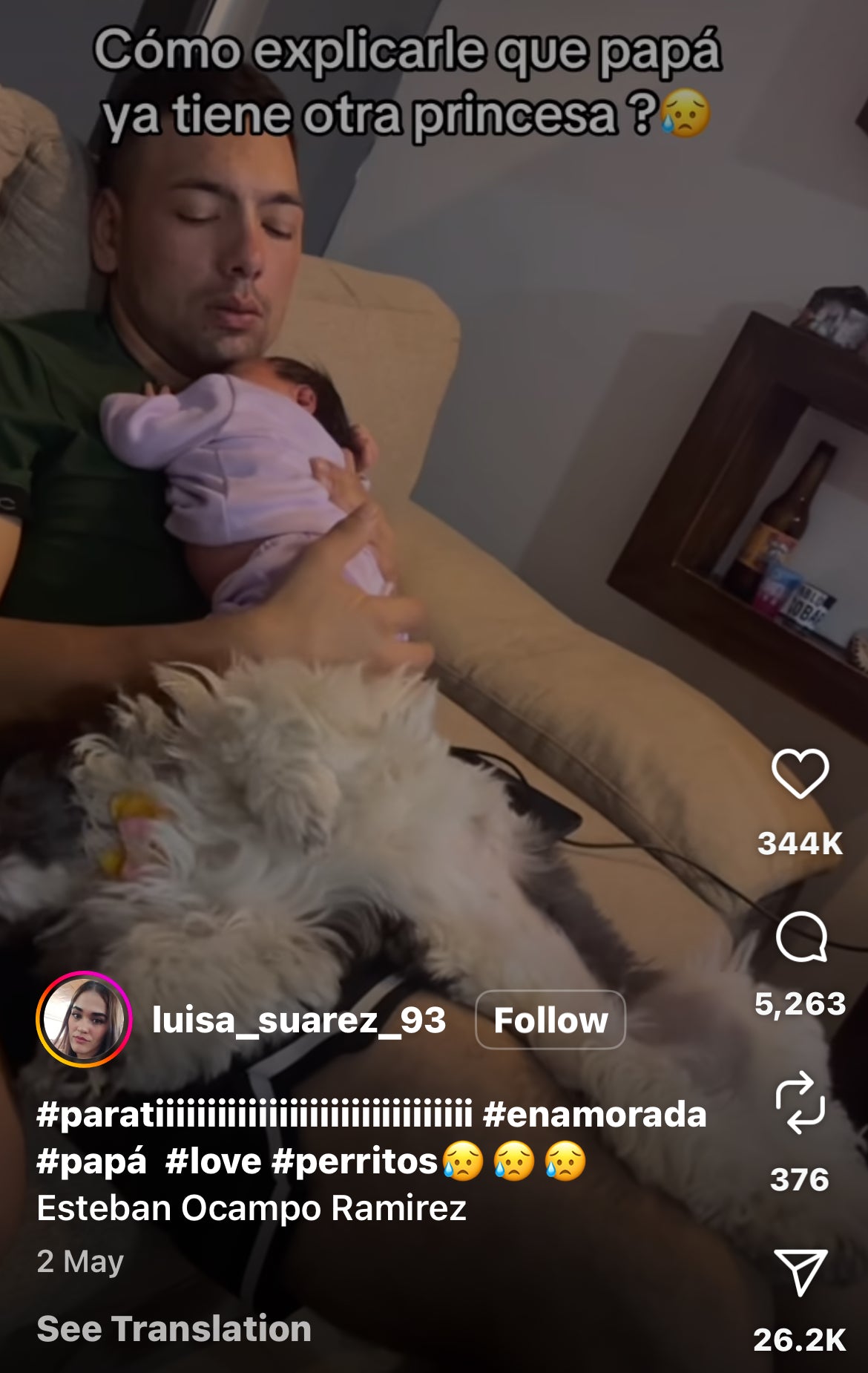 Dad Rocks Baby and Dog to Sleep, but One Looks a Little Jealous