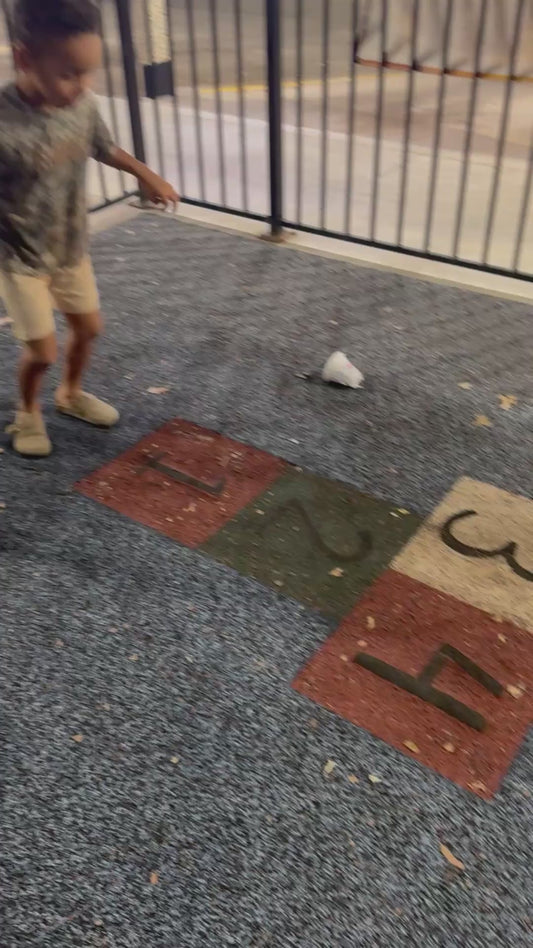 Boy Playing Hopscotch Makes 67 Joke