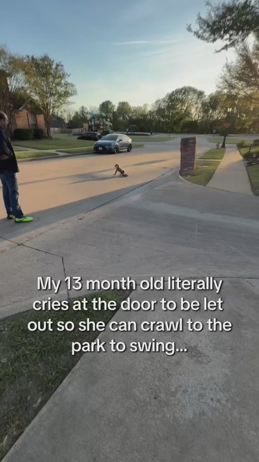 13-month-old Child Crawls to Park to Use Swing