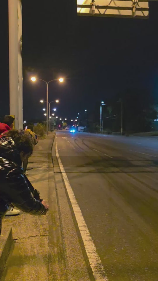 Car Performs Huge Night Drift Leaving Massive Smoke Cloud