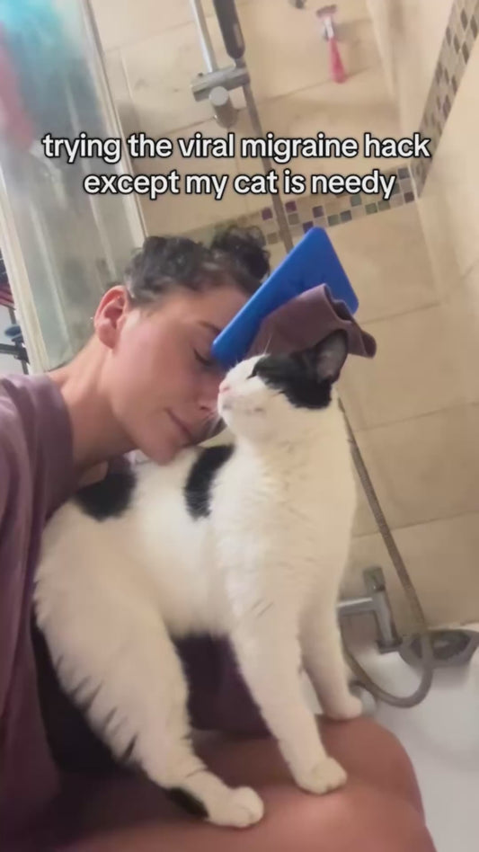 Cat Comforts Owner During Migraine Relief Attempt